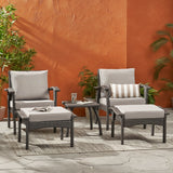 Outdoor 5-piece Grey Wicker Seating Set with Cushions - NH037692