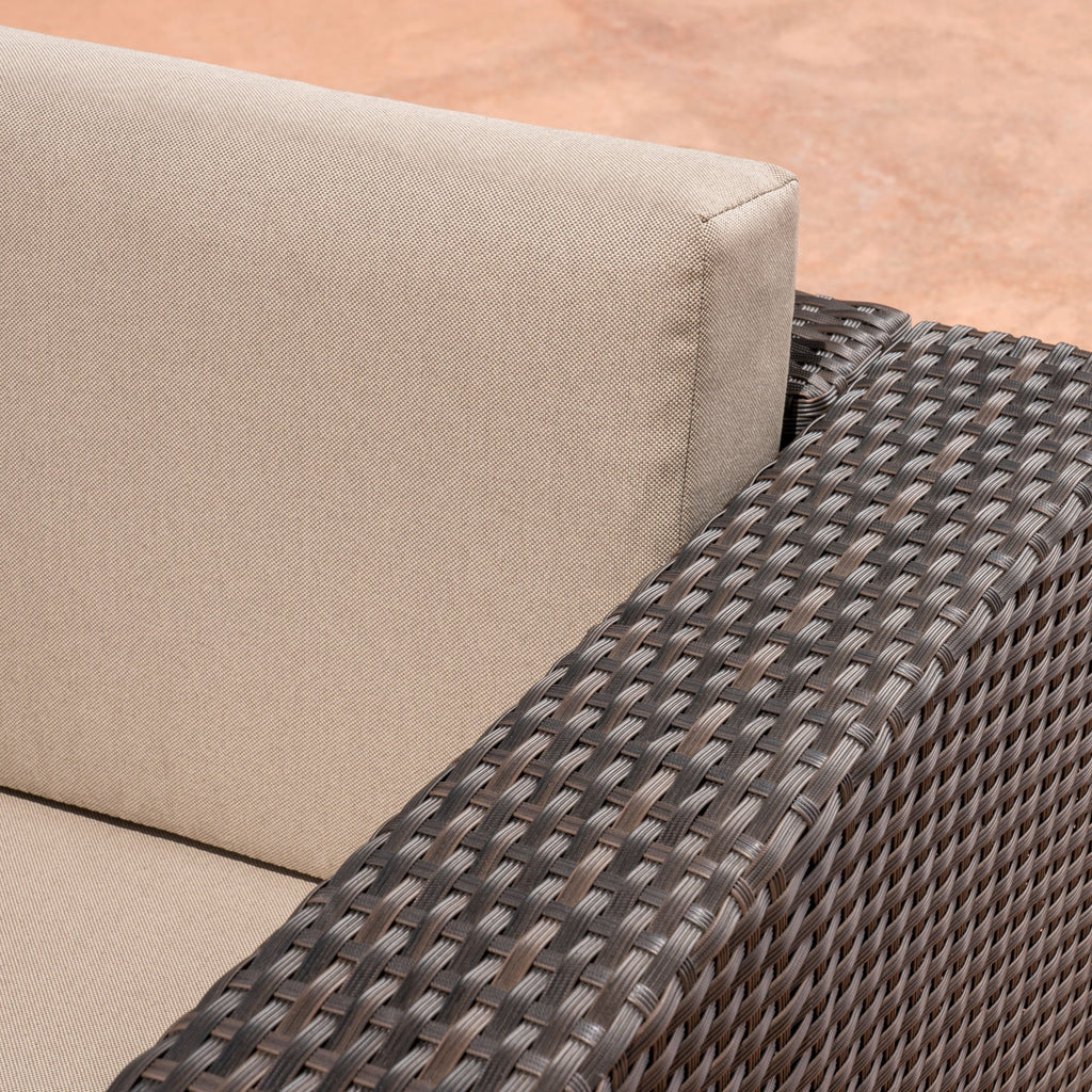 Outdoor 6 Seater Wicker VShaped Sofa and Swivel Chair Set with Water Noble House Furniture