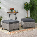 Outdoor Wicker Ottoman with Cushion, Set of 2 - NH579313