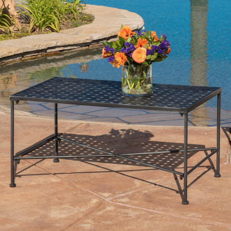 Outdoor Black Iron Coffee Table - NH647692