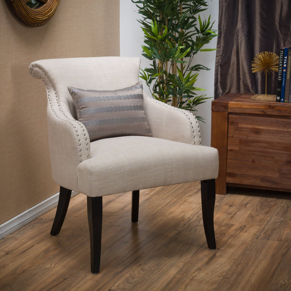 Light Beige Fabric Accent Chair - NH536692