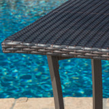 Outdoor Square Multi-Brown Wicker Bar Table with Aluminum Frame - NH542792