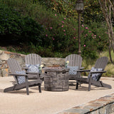 Outdoor 5 Piece Adirondack Chair Set with Fire Pit - NH913403