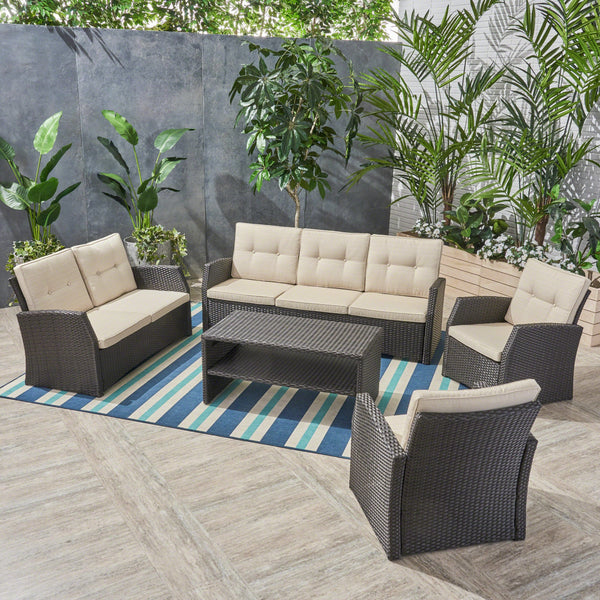 Outdoor 7 Seater Wicker Chat Set NH381503 NobleHouseFurniture