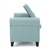 Fabric Upholstered Storage Ottoman Bench with Rolled Arms - NH947992