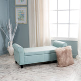 Fabric Upholstered Storage Ottoman Bench with Rolled Arms - NH947992