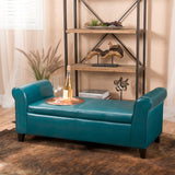 Upholstered Storage Ottoman Bench with Rolled Arms - NH378692