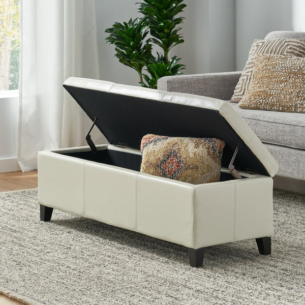 Rectangle Leather Storage Ottoman Bench NH448692 NobleHouseFurniture