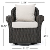 Outdoor 5 Piece Wicker Rocker and Gas Firepit Set - NH842003