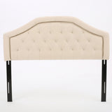 Contemporary Queen/Full Beige Upholstered Headboard w/ Nailhead Accents - NH974892