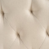 Contemporary Queen/Full Beige Upholstered Headboard w/ Nailhead Accents - NH974892
