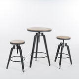 Modern Industrial Antique Finish Firwood Adjustable Bar Table Set - NH798892