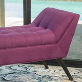 Mid-Century Modern Tufted Fabric Ottoman Bench with Tapered Legs - NH973892