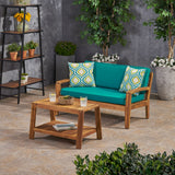 Outdoor Acacia Wood Loveseat and Coffee Table Set with Sunbrella Cushions - NH172703