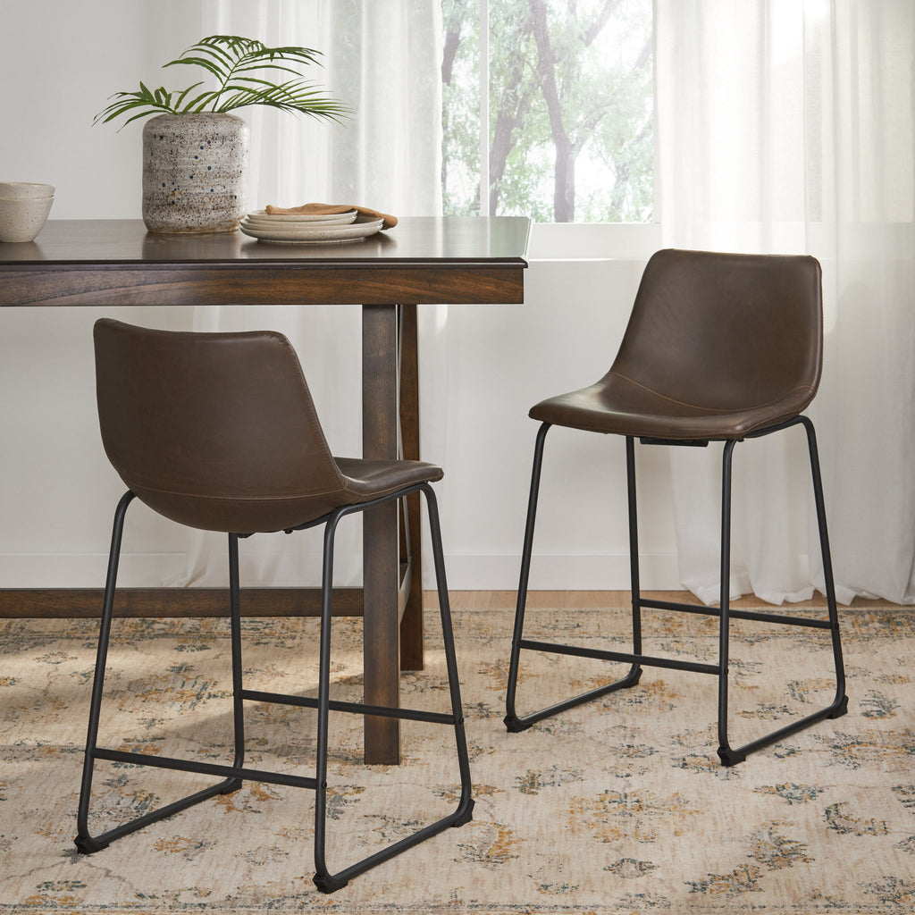 Vintage Style Brown 24-Inch Counter Stool (Set of 2) - NH114892 ...