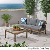 Outdoor 4 Piece Acacia Wood Sofa and Coffee Table Set - NH813803