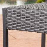 Outdoor Transitional 30-Inch Gray Wicker Barstools with Metal Frame - NH726003