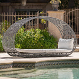Outdoor Wicker Overhead Canopy Daybed w/ Water Resistant Cushion - NH926003