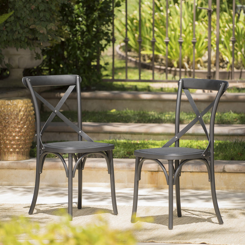 Farmhouse Outdoor X-Back Plastic Nylon Dining Chairs (Set of 2) - NH218103