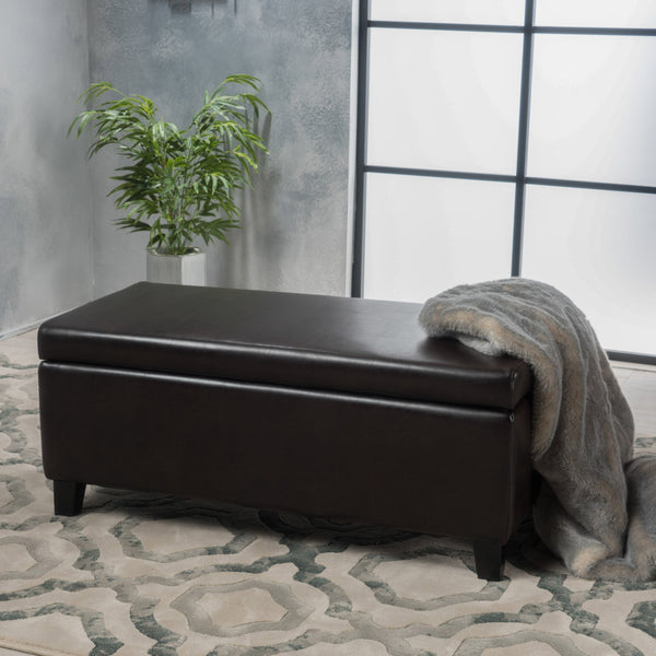 Rectangle Leather Storage Ottoman Bench - NH961003