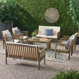 Outdoor Acacia Wood Sofa Set with Water Resistant Cushions - NH282203