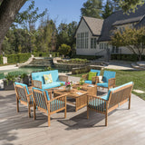 Outdoor Acacia Wood Sofa Set with Water Resistant Cushions - NH282203