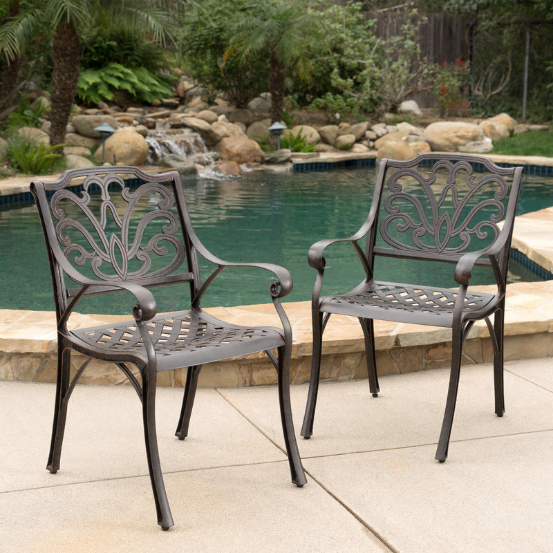 Outdoor Bronze Cast Aluminum Dining Chairs (Set of 2) - NH802003