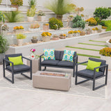 Outdoor Aluminum 4 Seater Chat Set with Fire Pit - NH304503