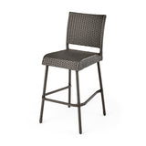 Outdoor 2 Seater Half-Round Wood and Wicker Bistro Set with Folding Table - NH228903