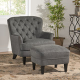 Button Tufted Upholstered Club Chair With Footstool - NH295992