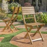 Outdoor Natural Finish Acacia Wood Foldable Dining Chairs (Set of 2) - NH518992