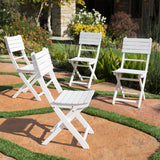 Outdoor White Finish Acacia Wood Foldable Dining Chairs - NH618992