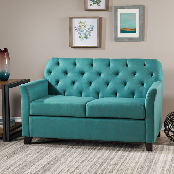 Extra Padded Tufted Back Fabric Loveseat - NH660003