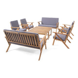 Outdoor 8 Seater Acacia Wood Chat Set with Coffee Table - NH326213