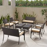 Outdoor 8 Seater Wicker Chat Set with Cushions - NH209903