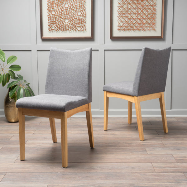 Fabric & Wood Finish Mid-Century Modern Dining Chairs (Set of 2) - NH120003