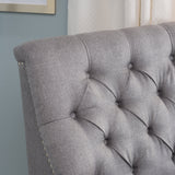 Contemporary Button Tufted Fabric Club Chair with Nailhead Trim - NH240003