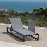 Outdoor Gray Mesh and Aluminum Frame Chaise Lounge with Matching Table - NH110403