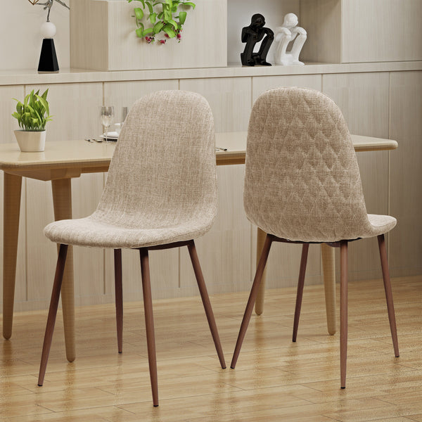 Mid Century Fabric Dining Chairs with Wood Finished Legs - Set of 2 - NH302303
