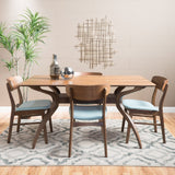 Mid-Century Natural Walnut Finish 5 Piece Dining Set - NH313992