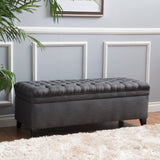 Tufted Fabric Storage Ottoman Bench - NH078692