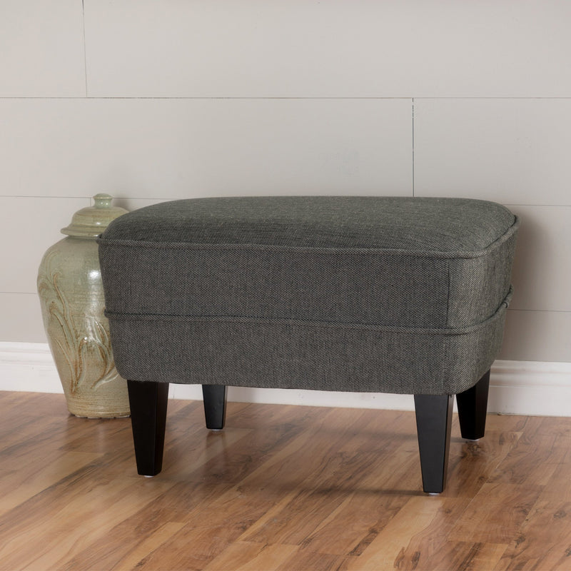 Ribbed Design Wood & Fabric Ottoman - NH744992