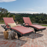 Outdoor Wicker Chaise Lounges w/ Water Resistant Cushions (Set of 2) - NH899003