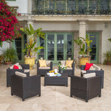Outdoor 8 Pc Wicker Chat Set w/ Water Resistant Cushions - NH064003