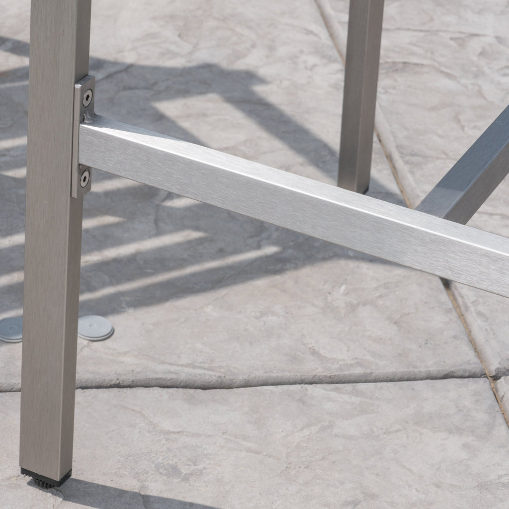 Outdoor 5 Piece Silver Rust-Proof Aluminum Bar Set with Grey Tempered ...