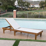 Outdoor Mesh Chaise Lounge with Acacia Wood Frame - NH536303
