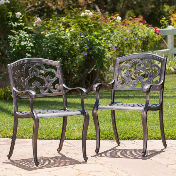 Outdoor Cast Aluminum Dining Chairs (Set of 2), Patina Copper - NH366003