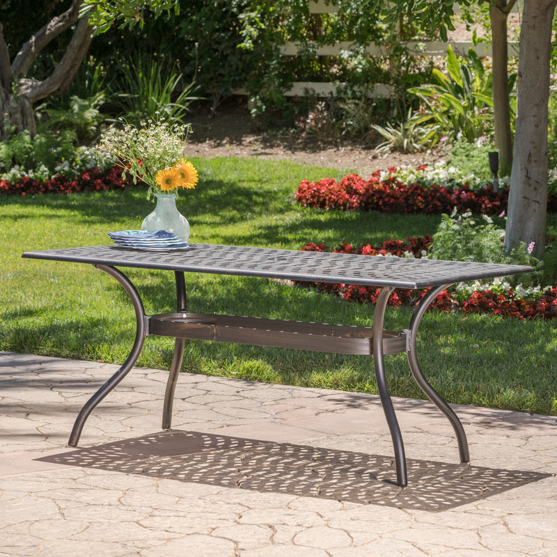 Outdoor Patina Copper Cast Aluminum Dining Table - NH276003