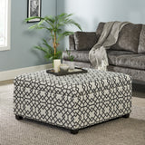 Grey Geometric Pattern Fabric Square Storage Ottoman Coffee Table - NH965992