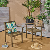 Outdoor Rustic Slat Acacia Wood Dining Chairs (Set of 2) - NH109603